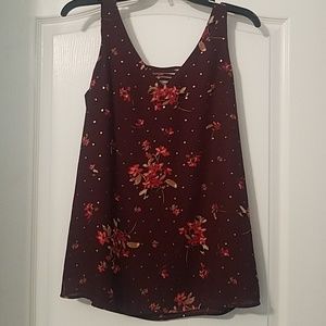 Floral chiffon tank top with strappy neck line